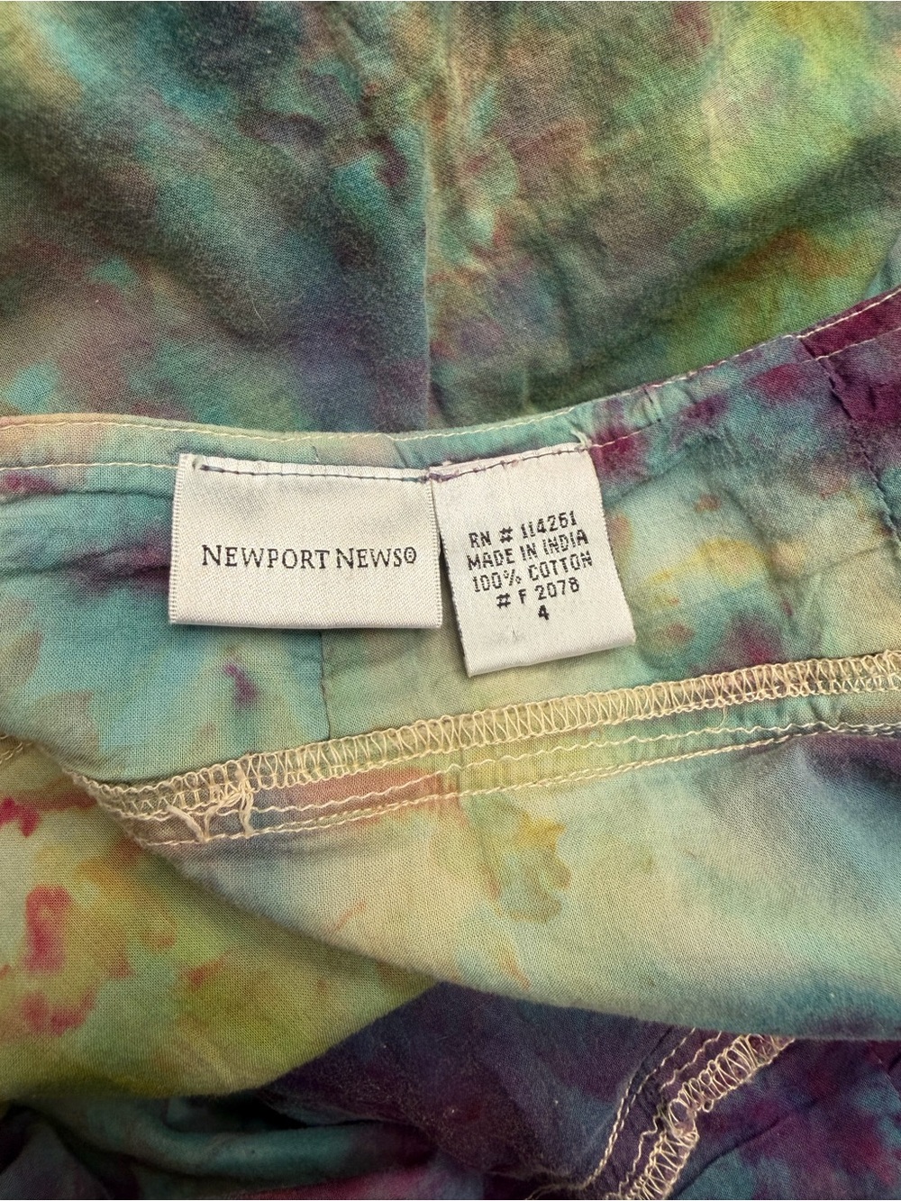 Vintage Tie-Dye Tiered Maxi Skirt - Green & Purple - Picture 6 of 6